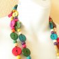 New Women Colorful Wooden Crafted Chains Loop Long Removable Flowers Necklace