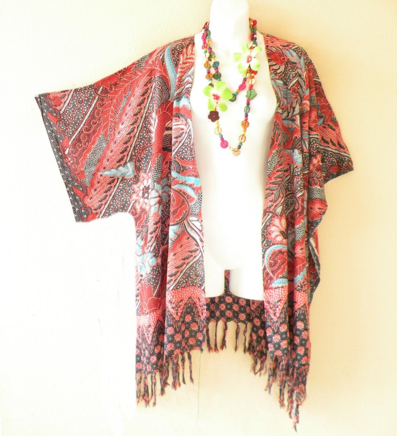 CB316 Batik  Cardigan  Duster Kimono  Sleeve Plus Jacket 