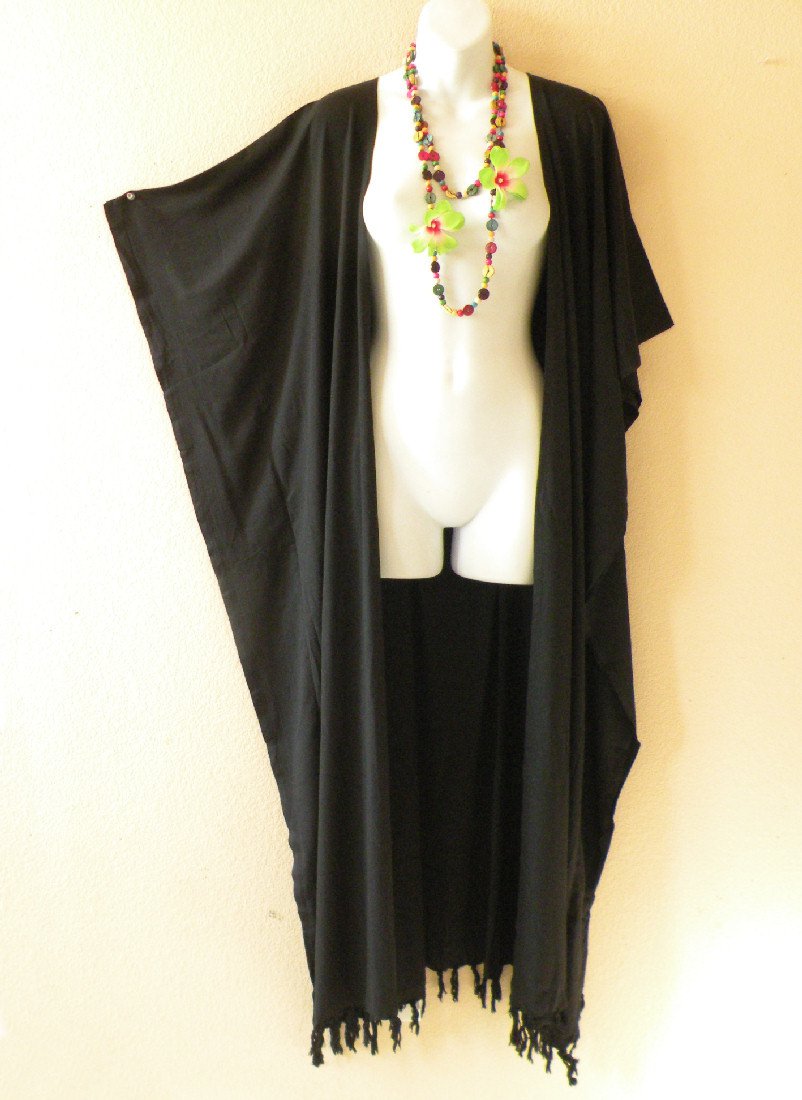 Black Batik  Cardigan  Duster Kaftan Batwing Plus Size Long 