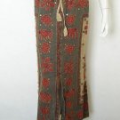 G18 Khaki Gothic Hippie Gypsy Patchwork Renaissance Embroidered Maxi Skirt - L