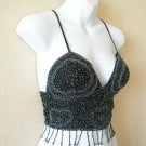 HS19 Clubbing Bohemian Heavily Embroidered Formal Blouse Sexy Beaded Top - S & M HS19 Clubbing Bohemian Heavily Embroidered Formal Blouse Sexy Beaded Top - S & M