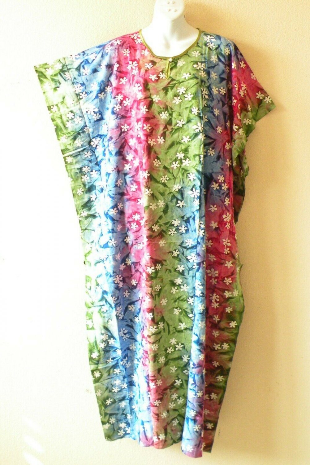 KD265 Floral Batik Batwing Caftan Batwing Abaya Dolman Maxi Dress - L to 1X