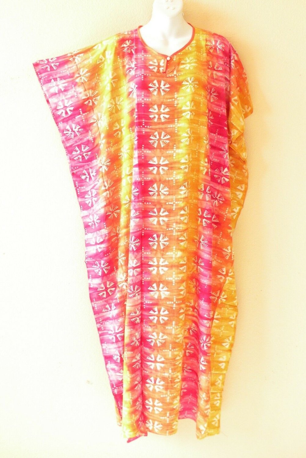 KD286 Tie Dye Batik Women Kaftan Caftan Batwing Hippie Tunic Maxi Dress L to 2X