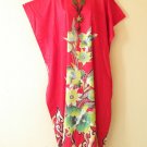 KD56 Red Floral Women Kaftan Caftan Batwing Hippie Tunic Maxi Dress L to 2X