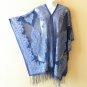 Chiffon Women Sheer Poncho Tunic Scarf / Top / Cover up with Lace Fringes