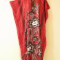 KD28 Red Floral Women Kaftan Caftan Batwing Maternity Dolman Maxi Dress L to 2X