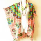 CB446 Floral Batik Cardigan Duster Kaftan Batwing Jacket Cover up - 3X 4X & 5X