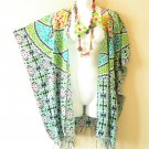 CB450 Green Boho Batik Cardigan Duster Kaftan Batwing Jacket Cover up 3X 4X & 5X
