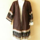 CF7 Red Floral Fringes Open Front Cardigan Kimono Duster Jacket - S, M & L CF7 Red Floral Fringes Open Front Cardigan Kimono Duster Jacket - S, M & L