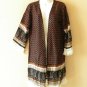 CF7 Red Floral Fringes Open Front Cardigan Kimono Duster Jacket - S, M & L