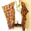 CB436 Brown Turtle Cardigan Duster Kaftan Batwing Jacket Cover up - 3X 4X & 5X