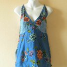 Blue Ethnic Cotton Batik Floral Printed Embroidered Women Top / Blouse - XS Blue Ethnic Cotton Batik Floral Printed Embroidered Women Top / Blouse - XS