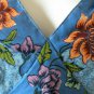 Blue Ethnic Cotton Batik Floral Printed Embroidered Women Top / Blouse - XS