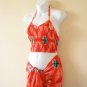 Tie Dye Broomstick Halter Top & Wrap Around Sarong Pareo Skirt Suit Set - M