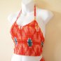 Tie Dye Broomstick Halter Top & Wrap Around Sarong Pareo Skirt Suit Set - M