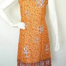 Hibiscus Batik Floral Spaghetti Strap Block Printed Cute Cotton Sundress S