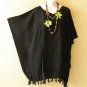KB738 Black Plain Batik Women Plus Kaftan Poncho Tunic Women Blouse Top up to 5X