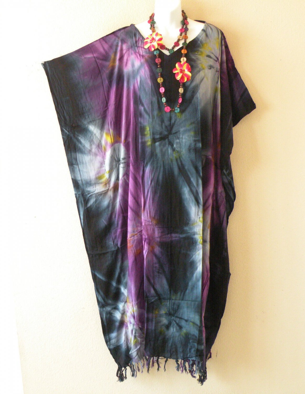 KD355 Tie Dye Batik Women Batwing VNeck Kaftan Dolman Women Abaya Dress Up to 5X