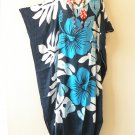 KD353 Blue Hibiscus Batik Women Batwing Kaftan Dolman Women Abaya Dress Up to 5X