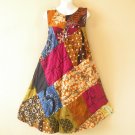PD5 Patchwork Abstract Bohemian Peasant Boho Women Umbrella Sun Dress - M & L