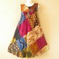 PD5 Patchwork Abstract Bohemian Peasant Boho Women Umbrella Sun Dress - M & L