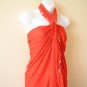 Clearance Red Cruise Beaded SwimSuit Beachwear Coverup Wrap Sarong Pareo Dress