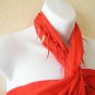Clearance Red Cruise Beaded SwimSuit Beachwear Coverup Wrap Sarong Pareo Dress