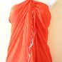 Clearance Red Cruise Beaded SwimSuit Beachwear Coverup Wrap Sarong Pareo Dress