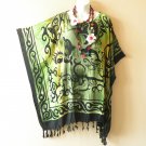 KB278 Green Tie Dye Women Plus Kaftan Poncho Tunic Women Blouse Top up to 5X