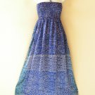 TL88 Blue Free Size Women Silk Halter Tube Smock Maxi Broomstick Dress M to 2X TL88 Blue Free Size Women Silk Halter Tube Smock Maxi Broomstick Dress M to 2X