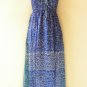 TL88 Blue Free Size Women Silk Halter Tube Smock Maxi Broomstick Dress M to 2X