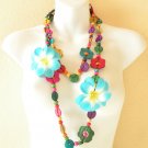 N9 Ethnic Hawaian Luau Party Ethnic Wooden Crafted Chains Lei Necklace Flowers
