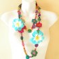 N9 Ethnic Hawaian Luau Party Ethnic Wooden Crafted Chains Lei Necklace Flowers