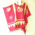 KB92 Cranberry Batik Plus Size Kaftan Poncho Hippy Women Blouse Top - up to 5X KB92 Cranberry Batik Plus Size Kaftan Poncho Hippy Women Blouse Top - up to 5X