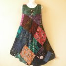 PD6 Patchwork Abstract Bohemian Peasant Boho Women Umbrella Sun Dress - M & L