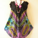 BD37 Black Tie Dye Batik Ruffle Sleeves Cotton Umbrella Beachwear Sun Dress BD37 Black Tie Dye Batik Ruffle Sleeves Cotton Umbrella Beachwear Sun Dress