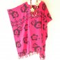 LT13 Pink Batik Hibiscus Caftan Batwing Women 42" Batik  Plus Dress - 3X 4X 5X