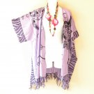 CB706 Turtle Purple Cardigan Duster Kimono Batwing Jacket Cover up - 3X 4X & 5X