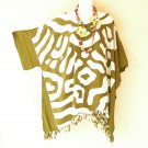 KB70 Olive Green Caftan Poncho Kimono Tassel Tunic Blouse Top 2X, 3X, 4X, 5X