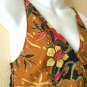 Brown Batik Hand Painted Floral Boho Women Hippie Sexy Top Blouse - XS & S