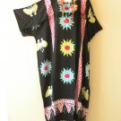 KD360 Black Batik Plus Kaftan Kimono Abaya Fringes Hippie Maxi Dress up to 5X