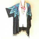 CB708 Polka Dot Batik Cardigan Duster Kimono Batwing Jacket Cover up -3X 4X & 5X