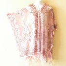 Chiffon Women Sheer Poncho Tunic Scarf Top Cover up with Lace Fringe Free Size Chiffon Women Sheer Poncho Tunic Scarf Top Cover up with Lace Fringe Free Size