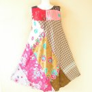PD16 Patchwork Abstract Bohemian Peasant Boho Women Umbrella Sun Dress - M & L