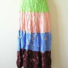 Bohemian Women Tie & Dye Boho Hippie Gypsy 4 Tiered Patchwork Skirt - XS to L