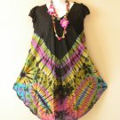 BD41 Black Tie Dye Batik Ruffle Sleeves Cotton Umbrella Beachwear Sun Dress BD41 Black Tie Dye Batik Ruffle Sleeves Cotton Umbrella Beachwear Sun Dress