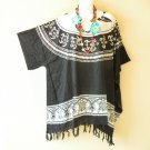 KB125 Turtle Batik Caftan Poncho Kimono Tassel Tunic Blouse Top 2X 3X, 4X, 5X KB125 Turtle Batik Caftan Poncho Kimono Tassel Tunic Blouse Top 2X 3X, 4X, 5X