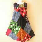PD2 Patchwork Abstract Bohemian Peasant Boho Women Umbrella Sun Dress - M & L