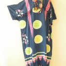 KD346 Blue Batik Plus Kaftan Kimono Abaya Fringes Hippie Maxi Dress up to 5X