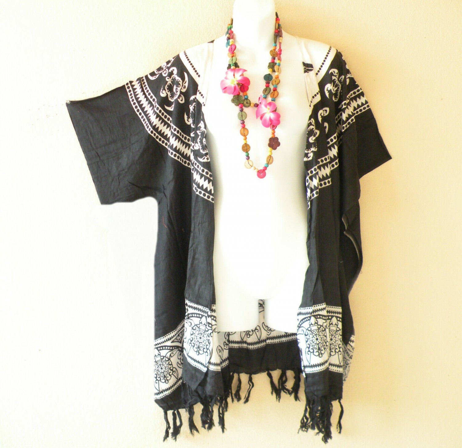 CB710 Turtle Batik Cardigan Duster Kimono Batwing Jacket Cover up - 3X 4X & 5X